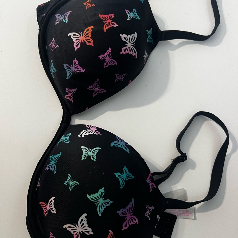 Victoria's Secret Black Bra with Multicolor Butterfly Print